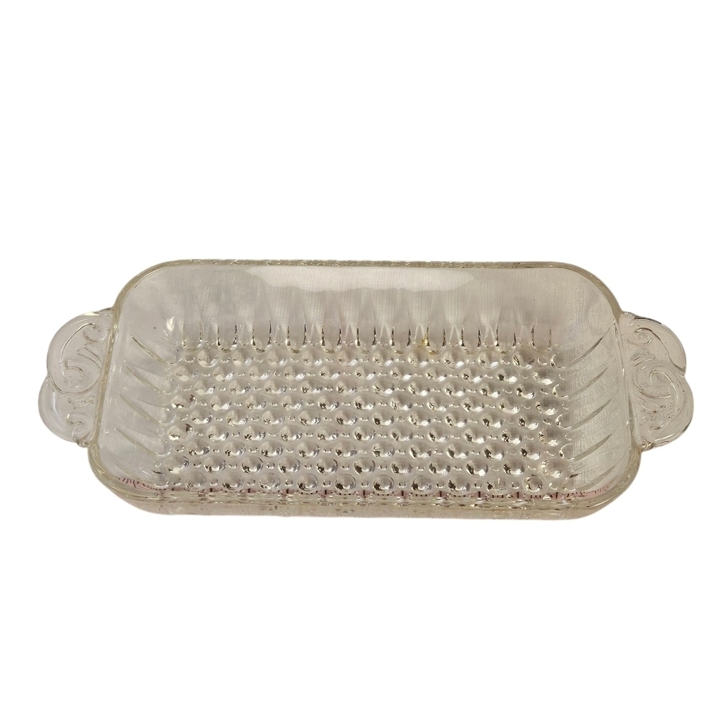 Anchor Hocking Glass Tray 197 HOBNAIL Clear Relish Pickle Dish Swirl Tab…​​​​